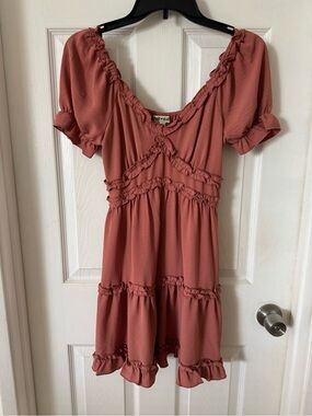 Inspired Hearts Dusty Rose V-Neck Mini Dress